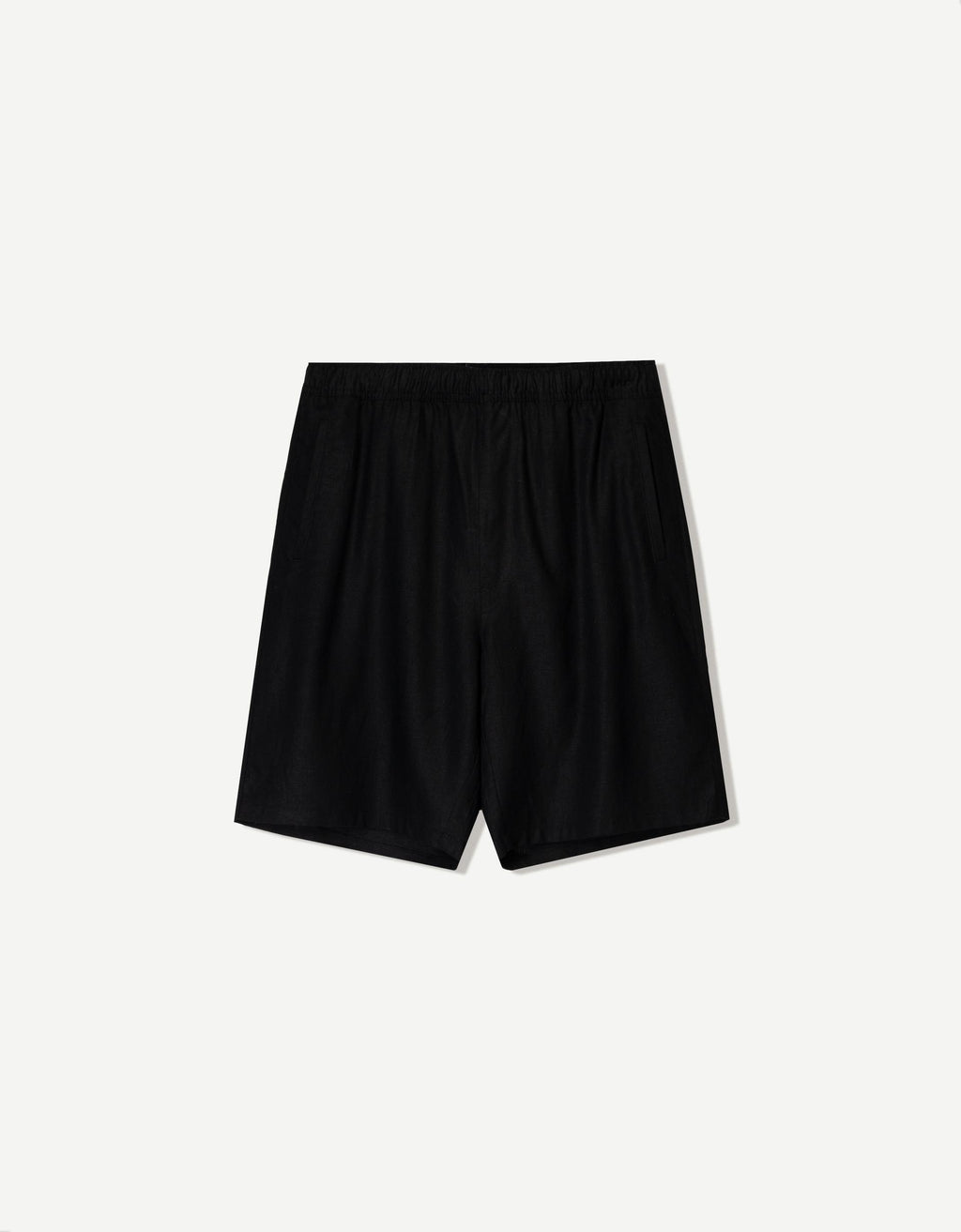 Erkek keten karışımlı loose fit jogger bermuda