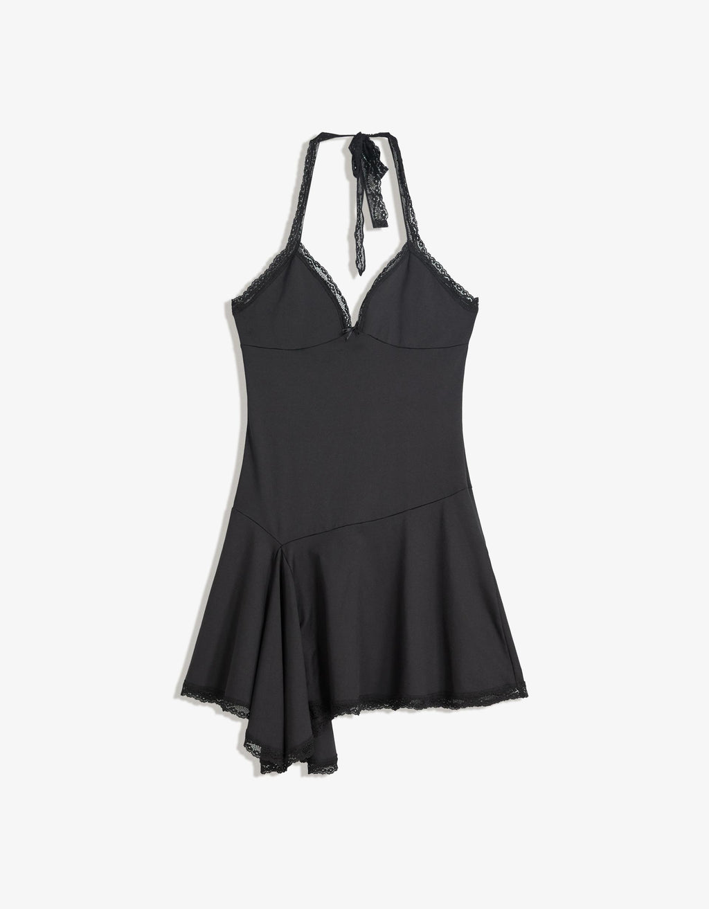 Dantel askılı mini elbise
