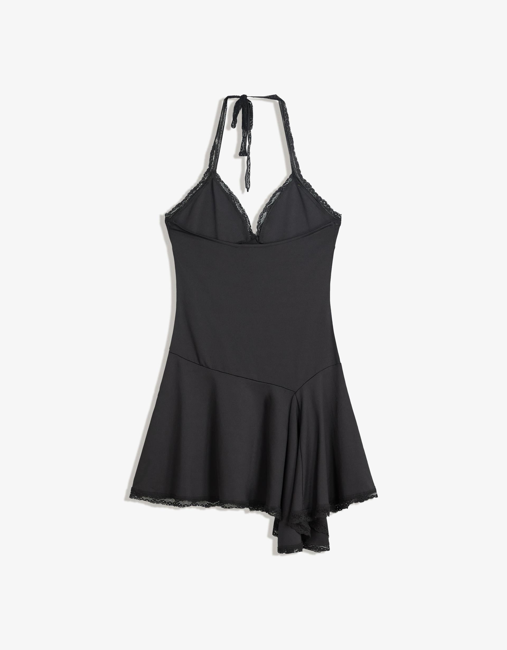 Dantel askılı mini elbise