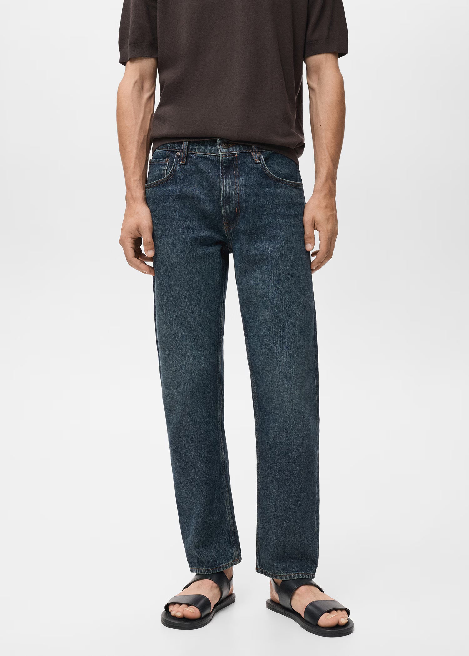 Düz Kesim Koyu Yıkama Jean Pantolon