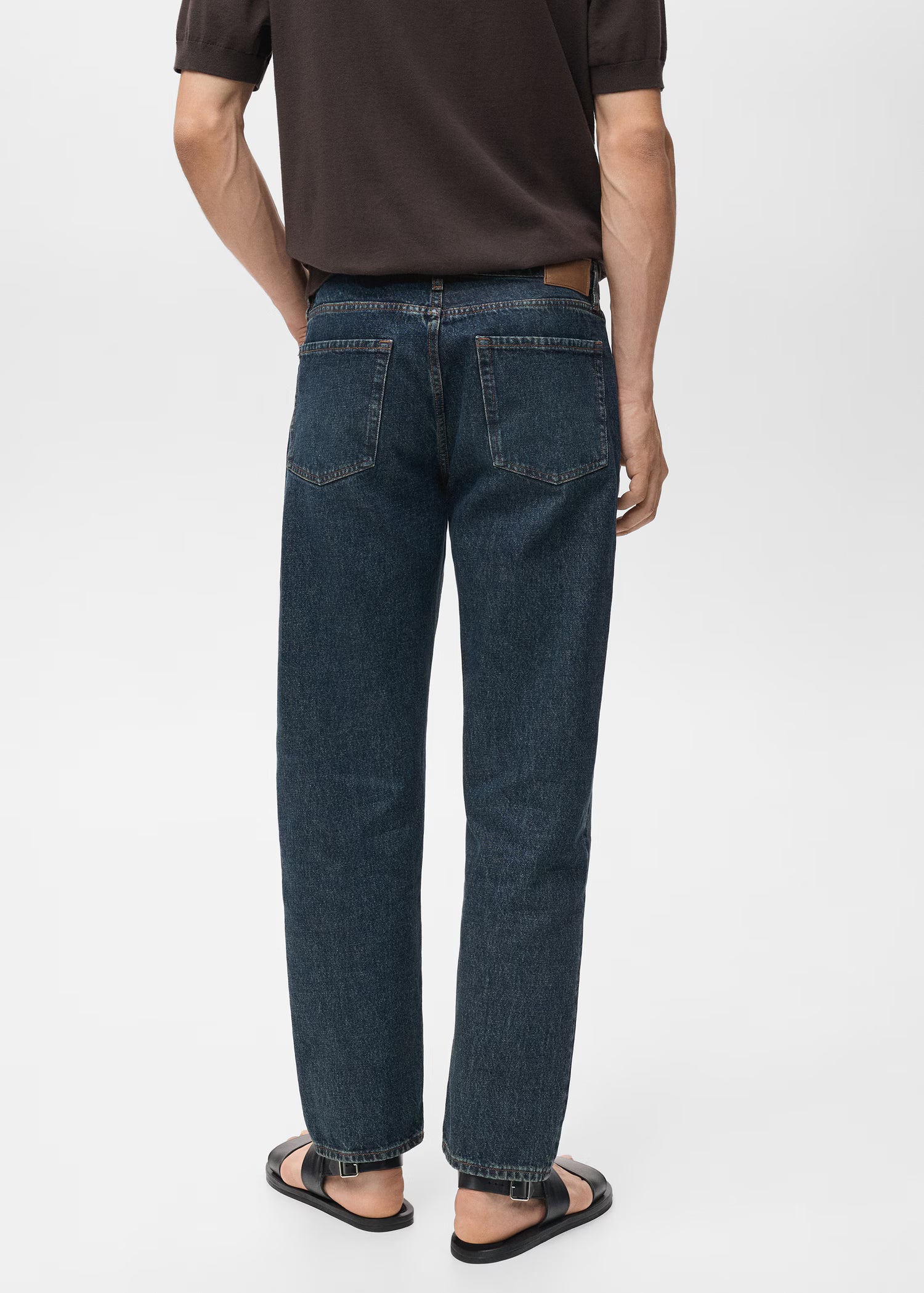 Düz Kesim Koyu Yıkama Jean Pantolon