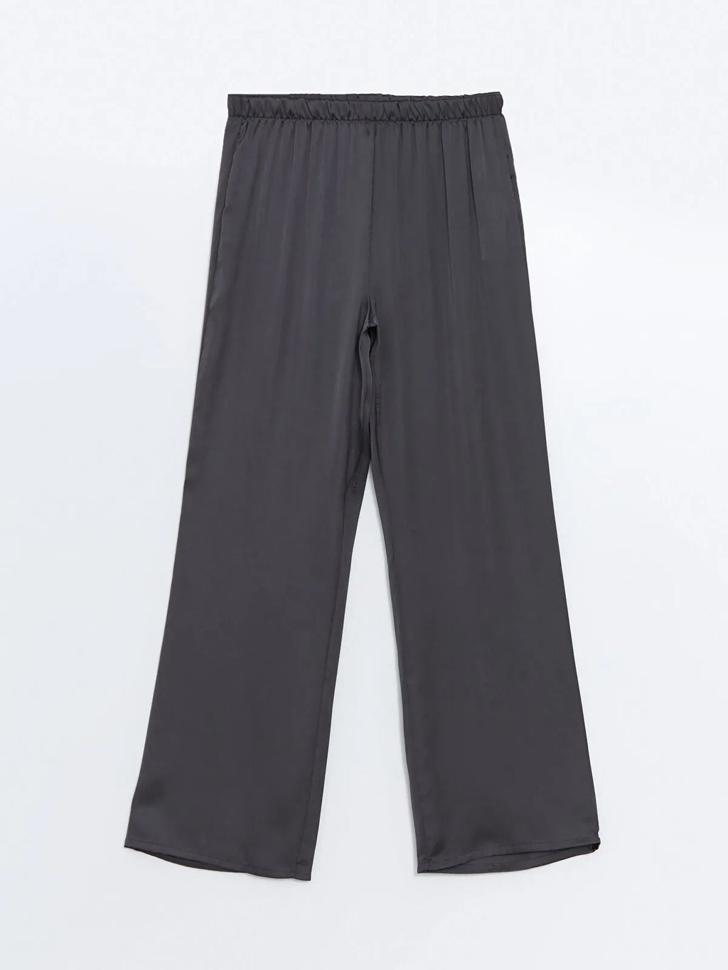 Antrasit V Yaka Düz Askılı Saten Kadın Pijama Takımı