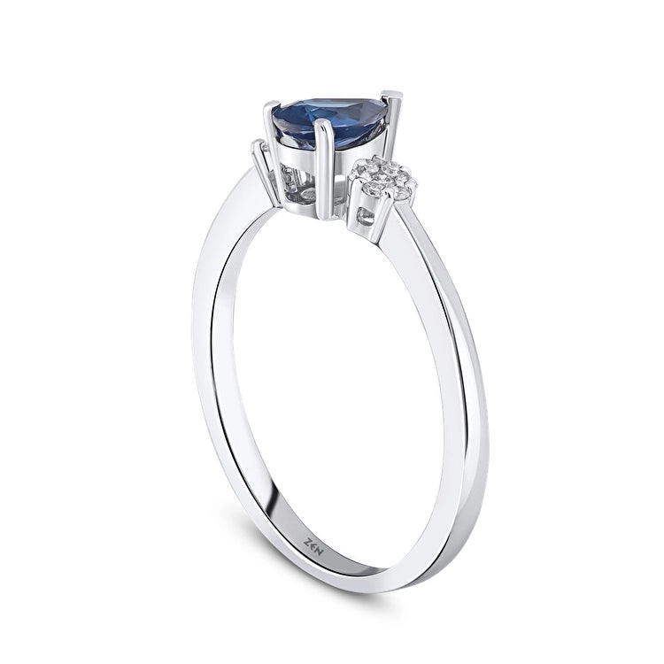 0,48 Karat Pırlanta Safir Yüzük