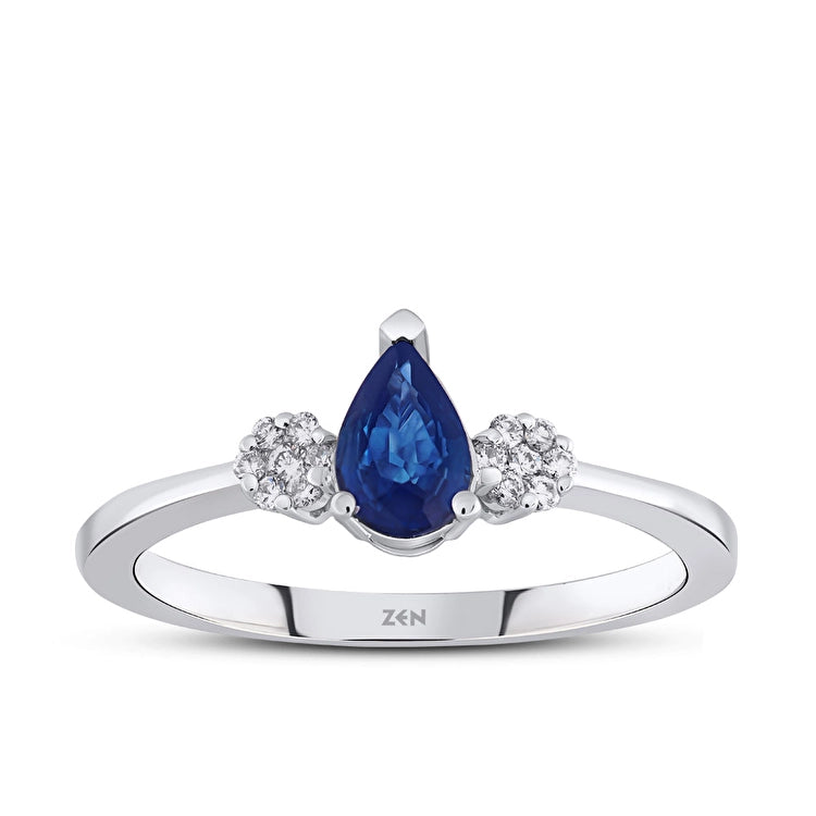 0,48 Karat Pırlanta Safir Yüzük